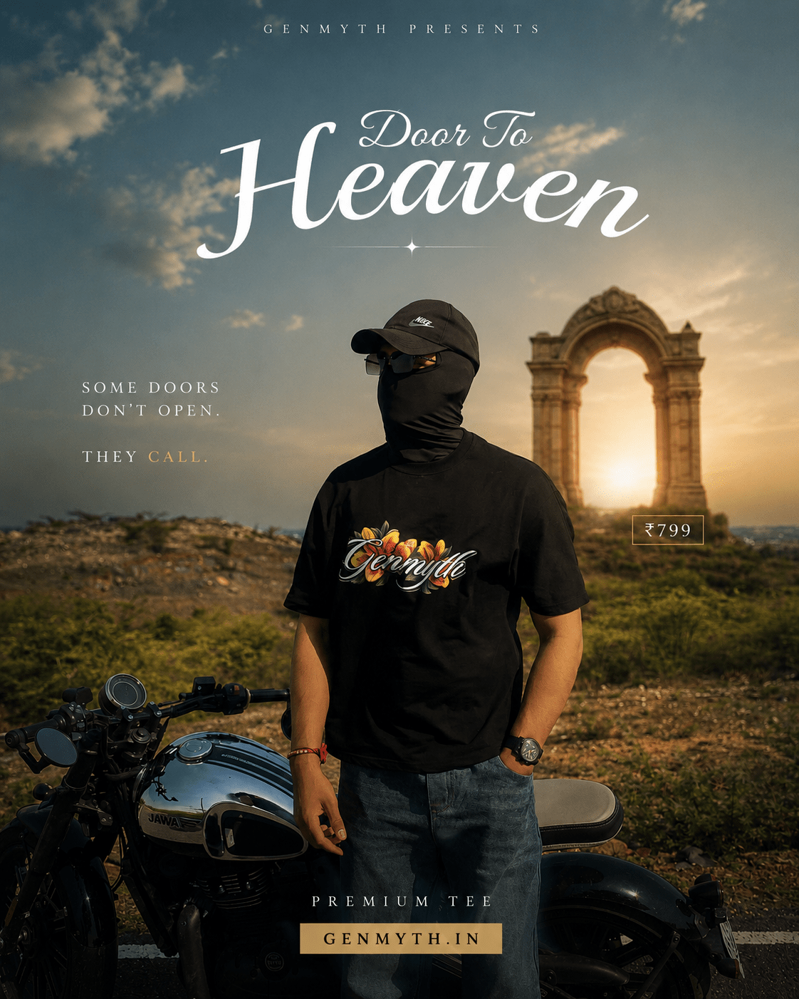 Genmyth “Door To Heaven” Oversized Premium T-Shirt – 240 GSM French Terry Cotton - genmyth